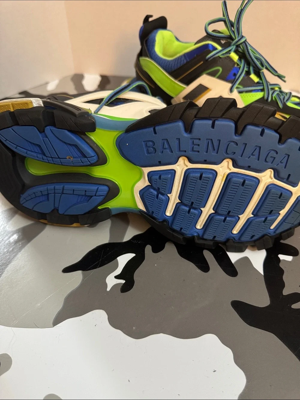 Balenciaga Multicolor Blue Neon Green Black Track Sneakers